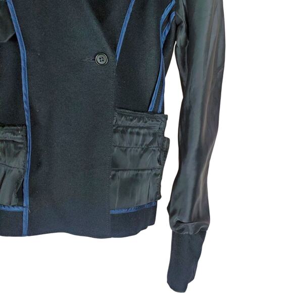 J CREW Boiled Wool Double Breasted Blazer Size 2 Black Surgeons Cuffs Womens - Picture 6 of 15